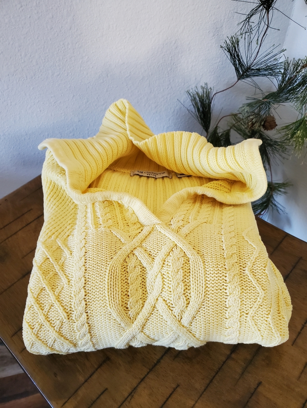 Vintage Liz Claiborne Yellow Cable Knit Sweater - Grandpacore Preppy 90s